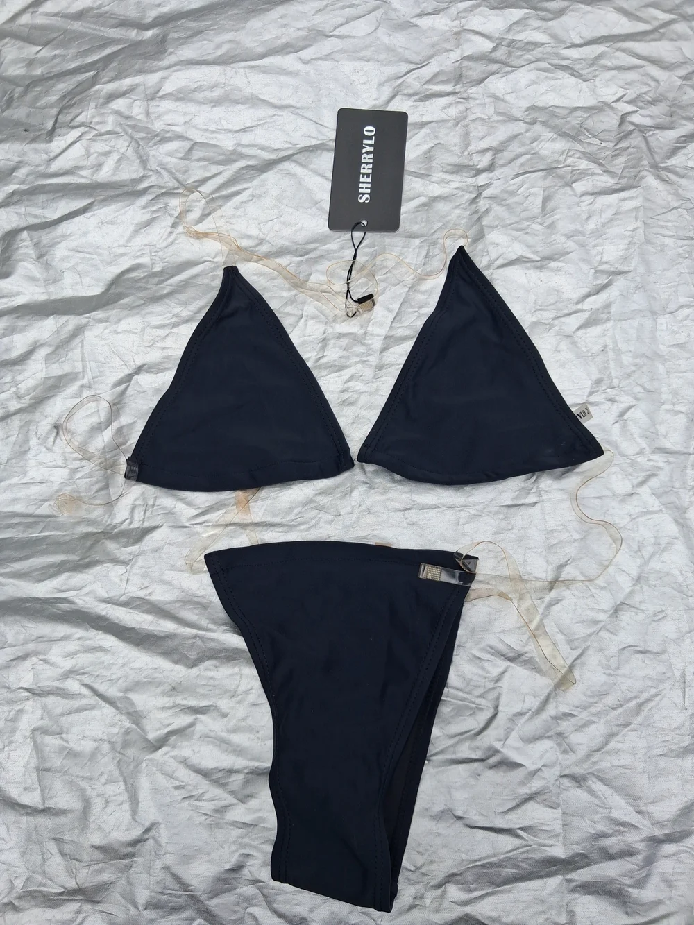 SherryLo Black Triangle String Bikini Set